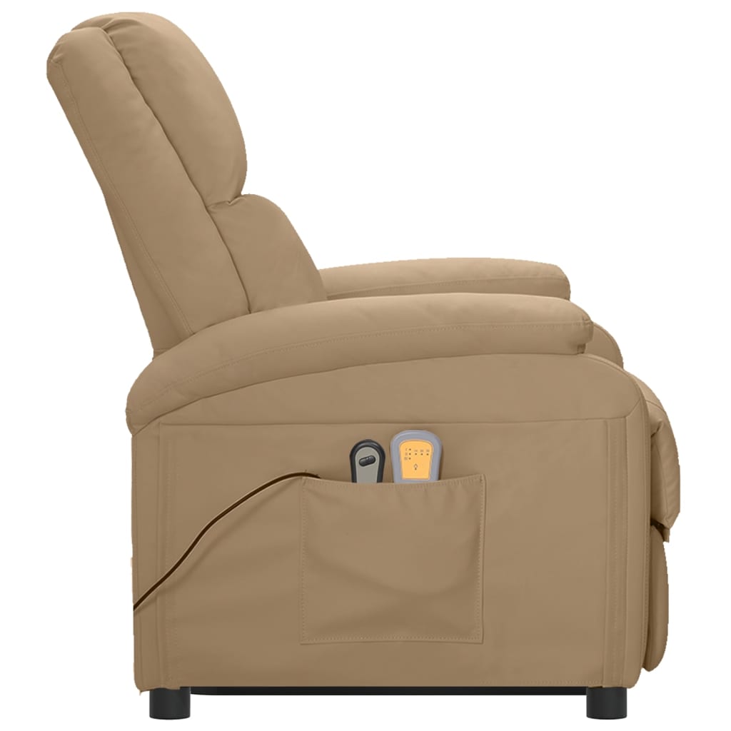 Massagesessel Elektrisch mit Aufstehhilfe Cappuccino Kunstleder