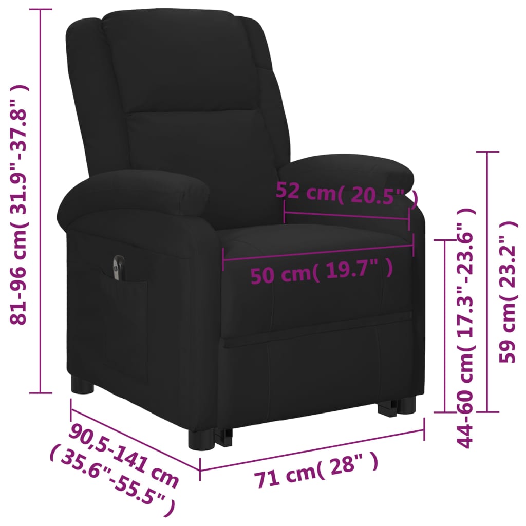 Relaxsessel mit Aufstehhilfe Schwarz Kunstleder