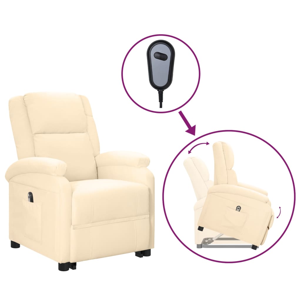 Relaxsessel mit Aufstehhilfe Creme Kunstleder
