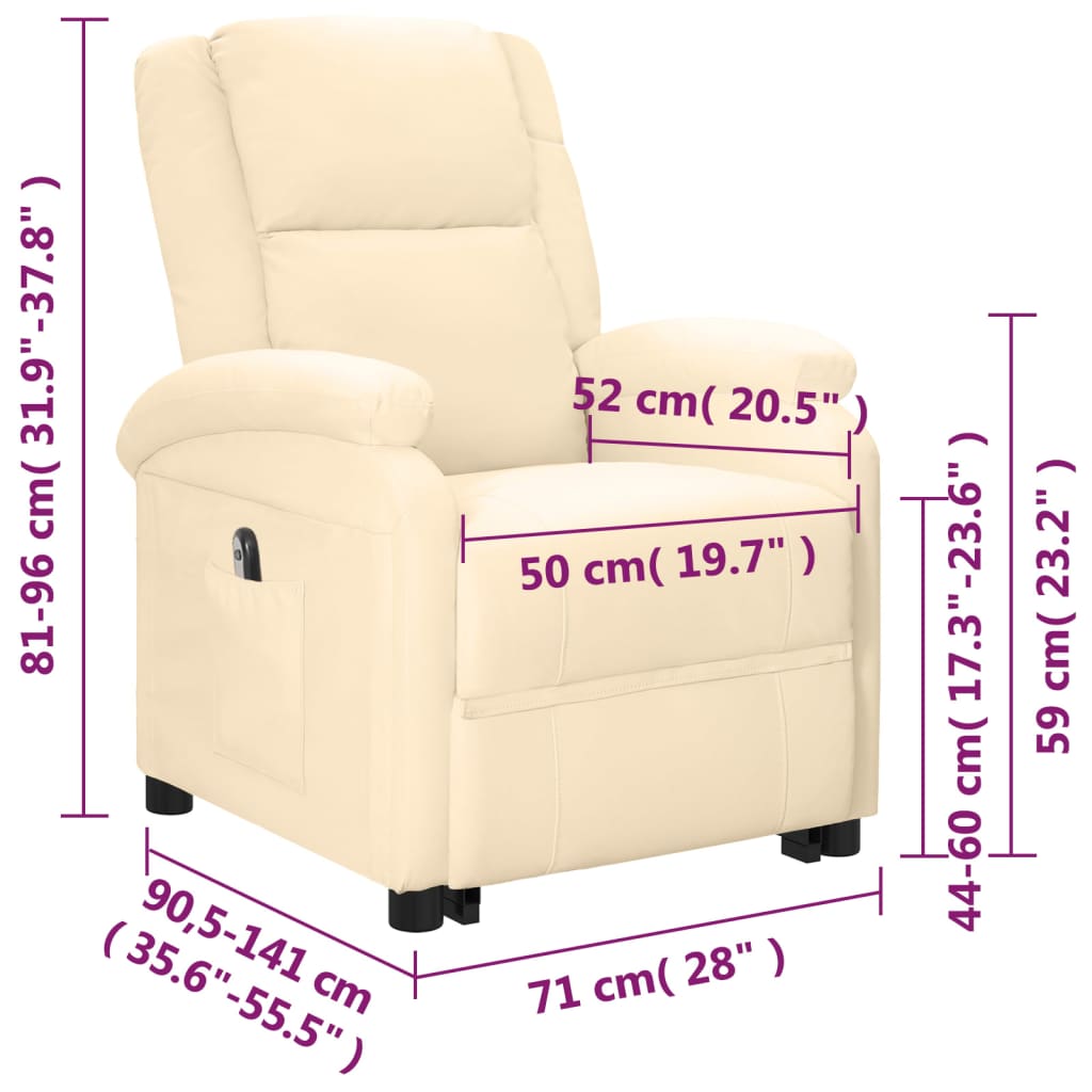 Relaxsessel mit Aufstehhilfe Creme Kunstleder