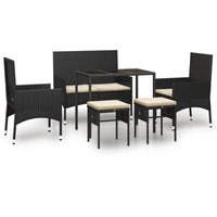 Thumbnail for 6-tlg. Garten-Lounge-Set mit Kissen Schwarz Poly Rattan