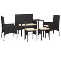 Thumbnail for 6-tlg. Garten-Lounge-Set mit Kissen Schwarz Poly Rattan