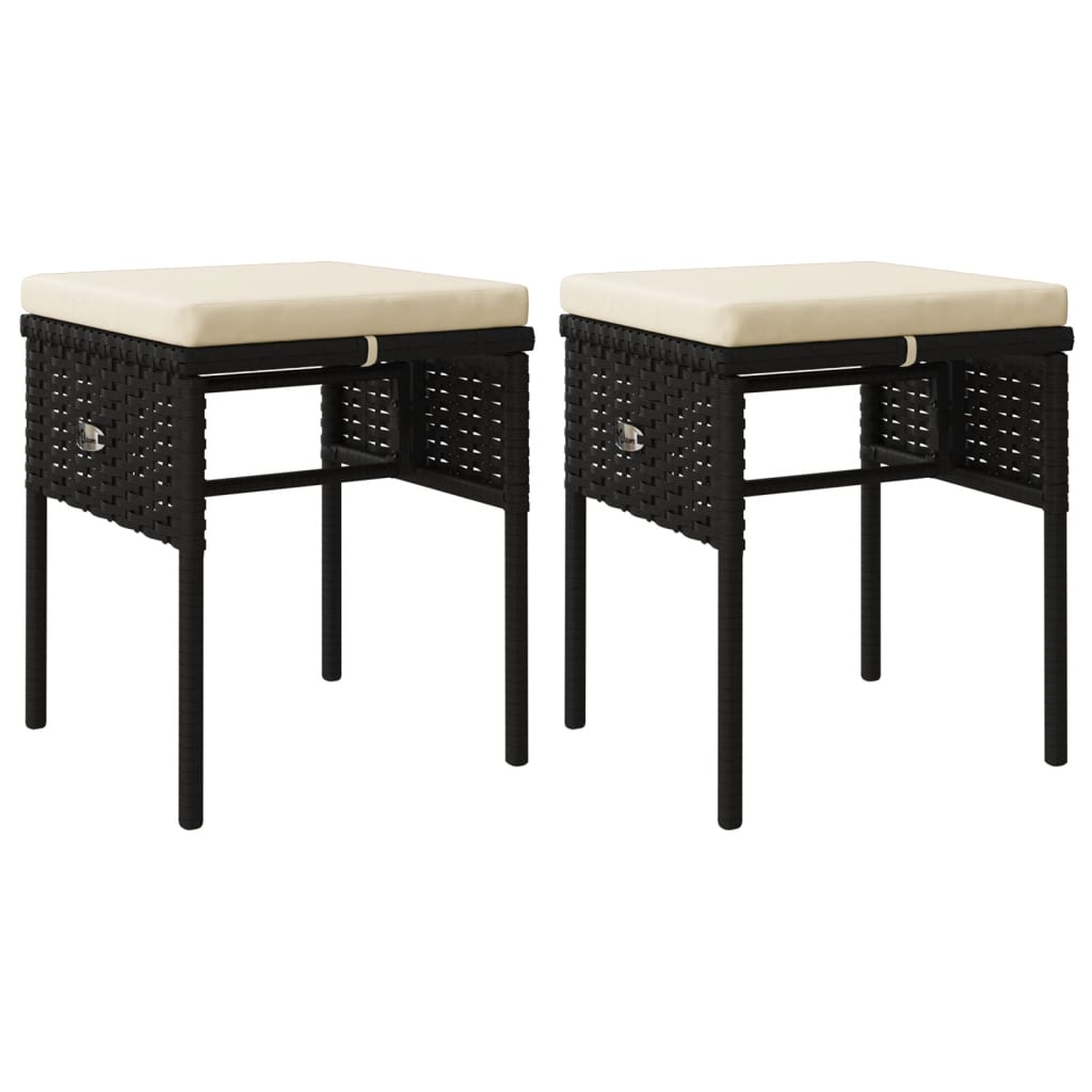 6-tlg. Garten-Lounge-Set mit Kissen Schwarz Poly Rattan