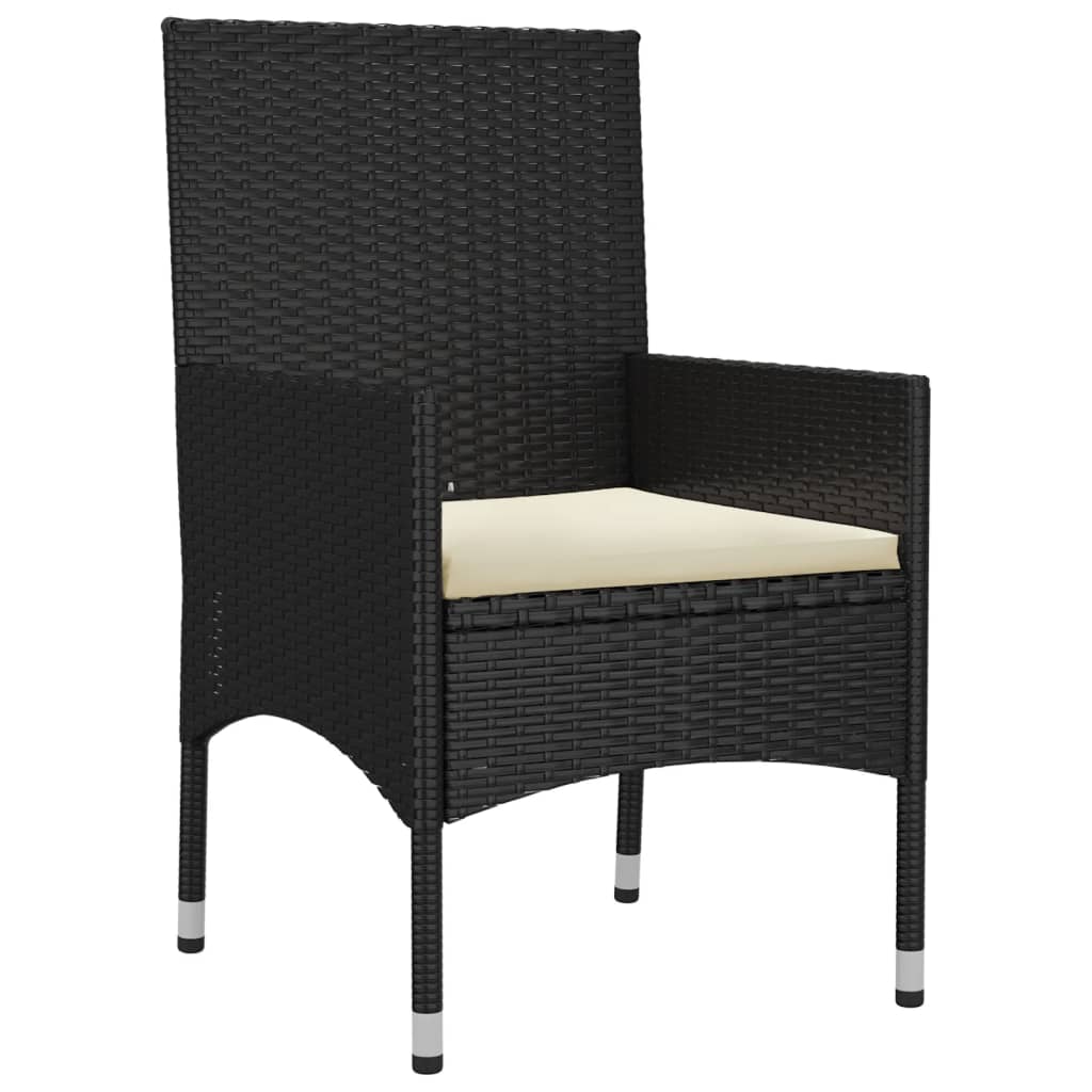 6-tlg. Garten-Lounge-Set mit Kissen Schwarz Poly Rattan
