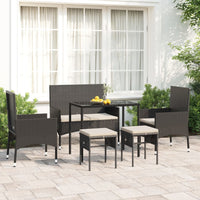 Thumbnail for 6-tlg. Garten-Lounge-Set mit Kissen Schwarz Poly Rattan