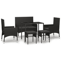 Thumbnail for 6-tlg. Garten-Lounge-Set mit Kissen Schwarz Poly Rattan