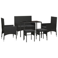 Thumbnail for 6-tlg. Garten-Lounge-Set mit Kissen Schwarz Poly Rattan