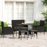 Thumbnail for 6-tlg. Garten-Lounge-Set mit Kissen Schwarz Poly Rattan