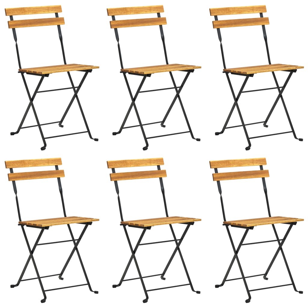 Klappbare Gartenstühle 6 Stk. Stahl und Massivholz Akazie