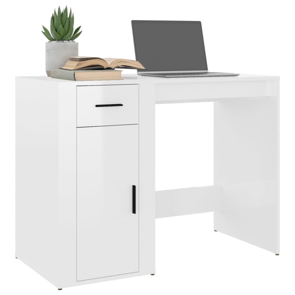Schreibtisch Hochglanz-Weiß 100x49x75 cm Holzwerkstoff