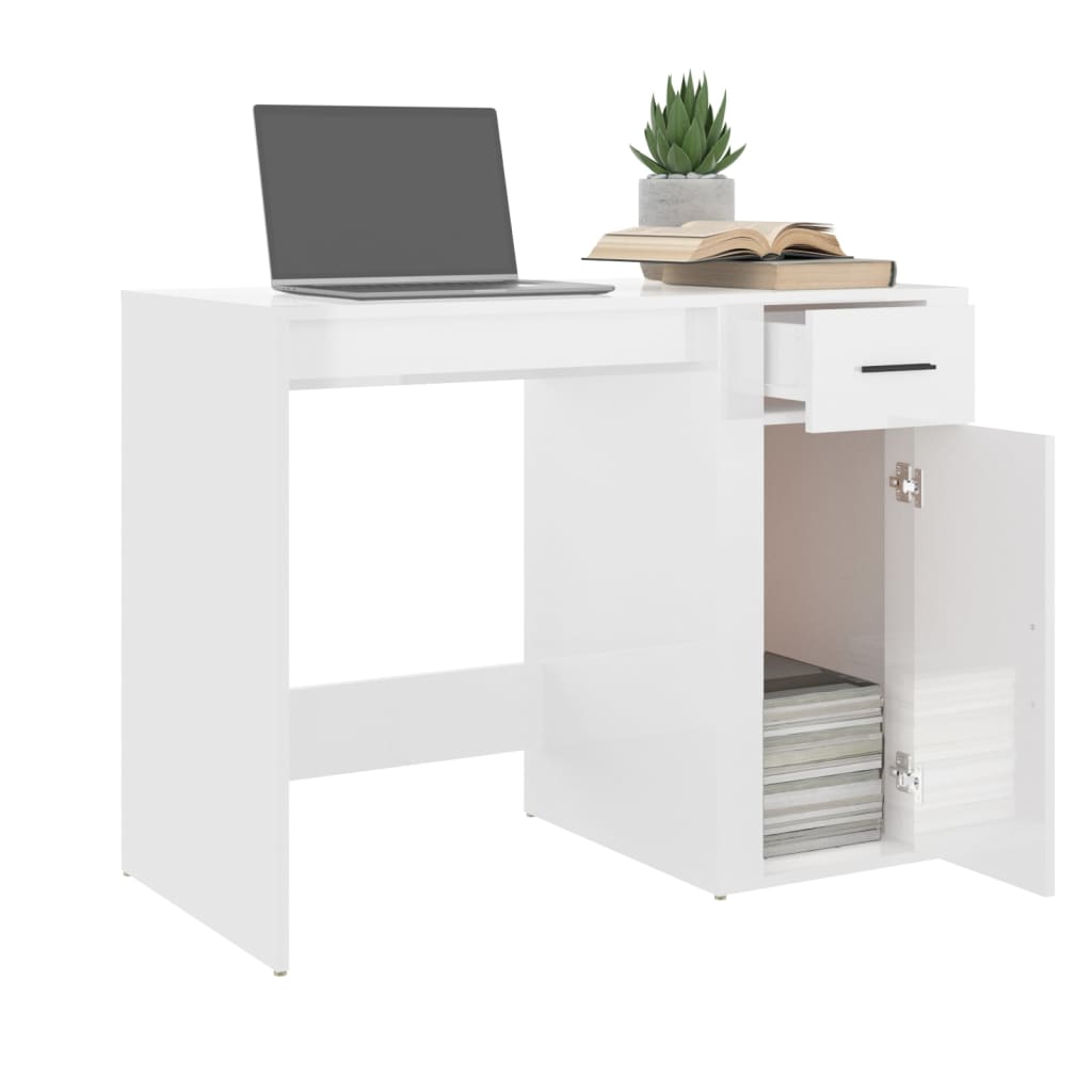 Schreibtisch Hochglanz-Weiß 100x49x75 cm Holzwerkstoff