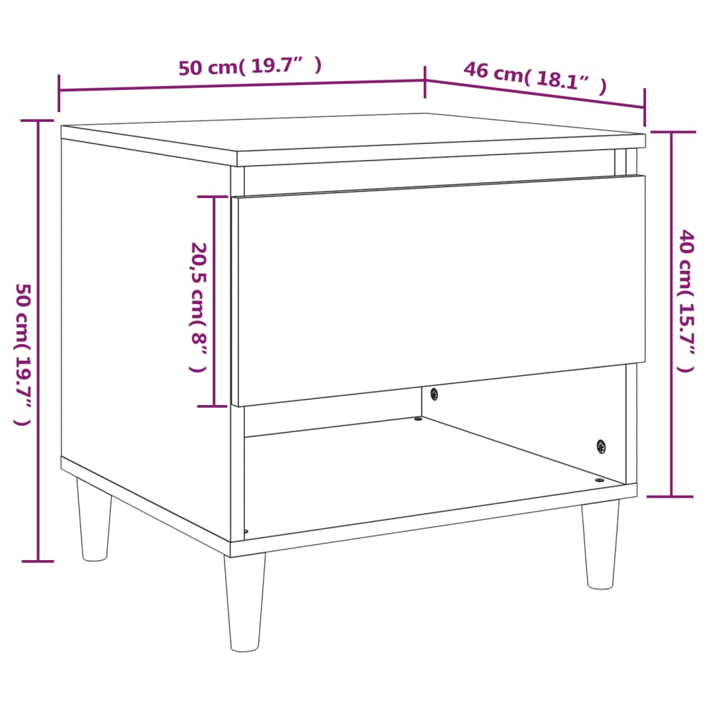 Nachttisch Weiß 50x46x50 Holzwerkstoff