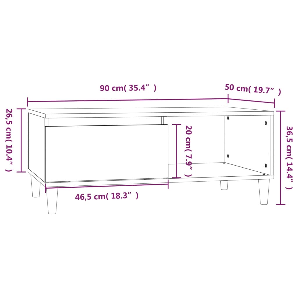 Couchtisch Sonoma-Eiche 90x50x36,5 cm Holzwerkstoff