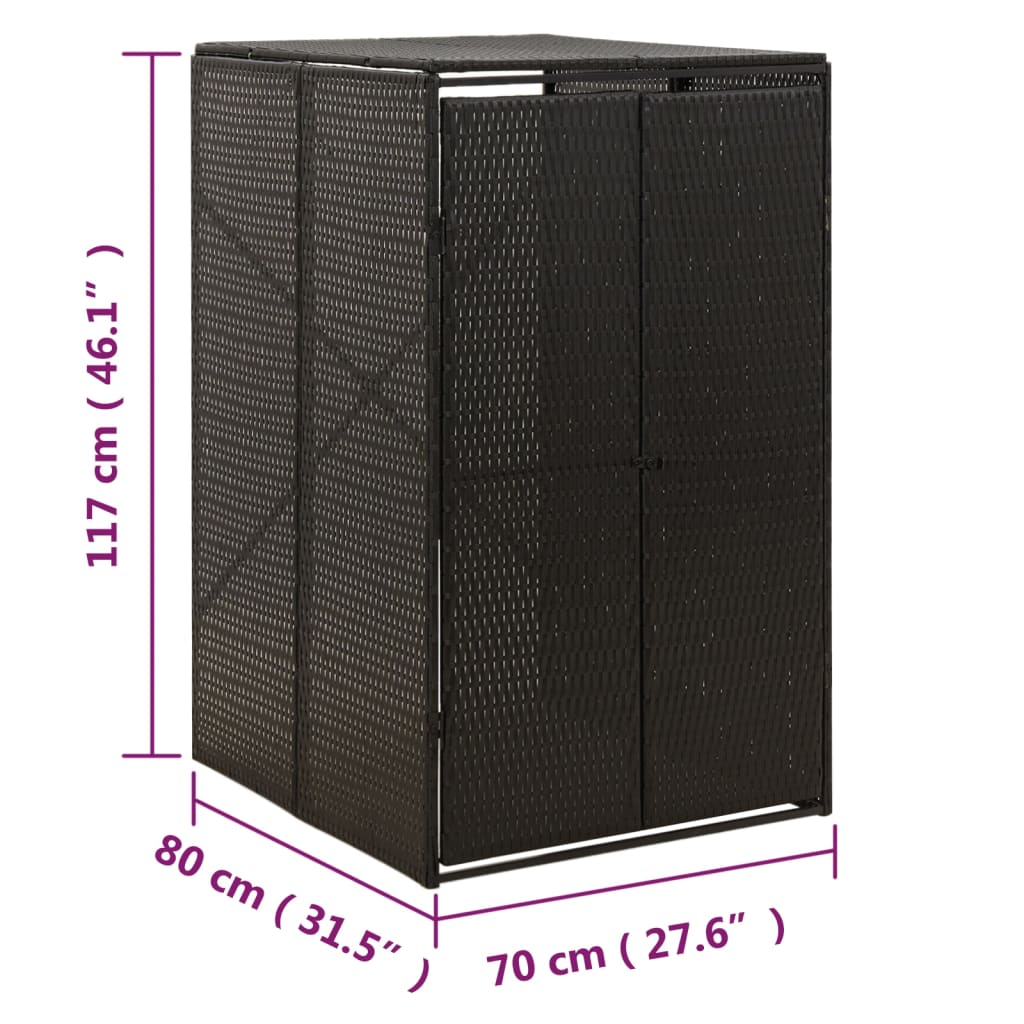 Mülltonnenbox für 1 Tonne Schwarz 70x80x117 cm Poly Rattan