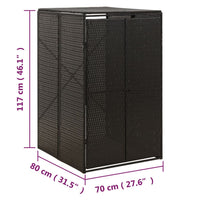 Thumbnail for Mülltonnenbox für 1 Tonne Schwarz 70x80x117 cm Poly Rattan