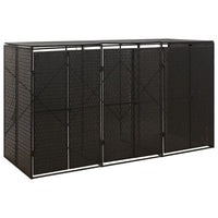 Thumbnail for Mülltonnenbox für 3 Tonnen Schwarz 207x80x117 cm Poly Rattan