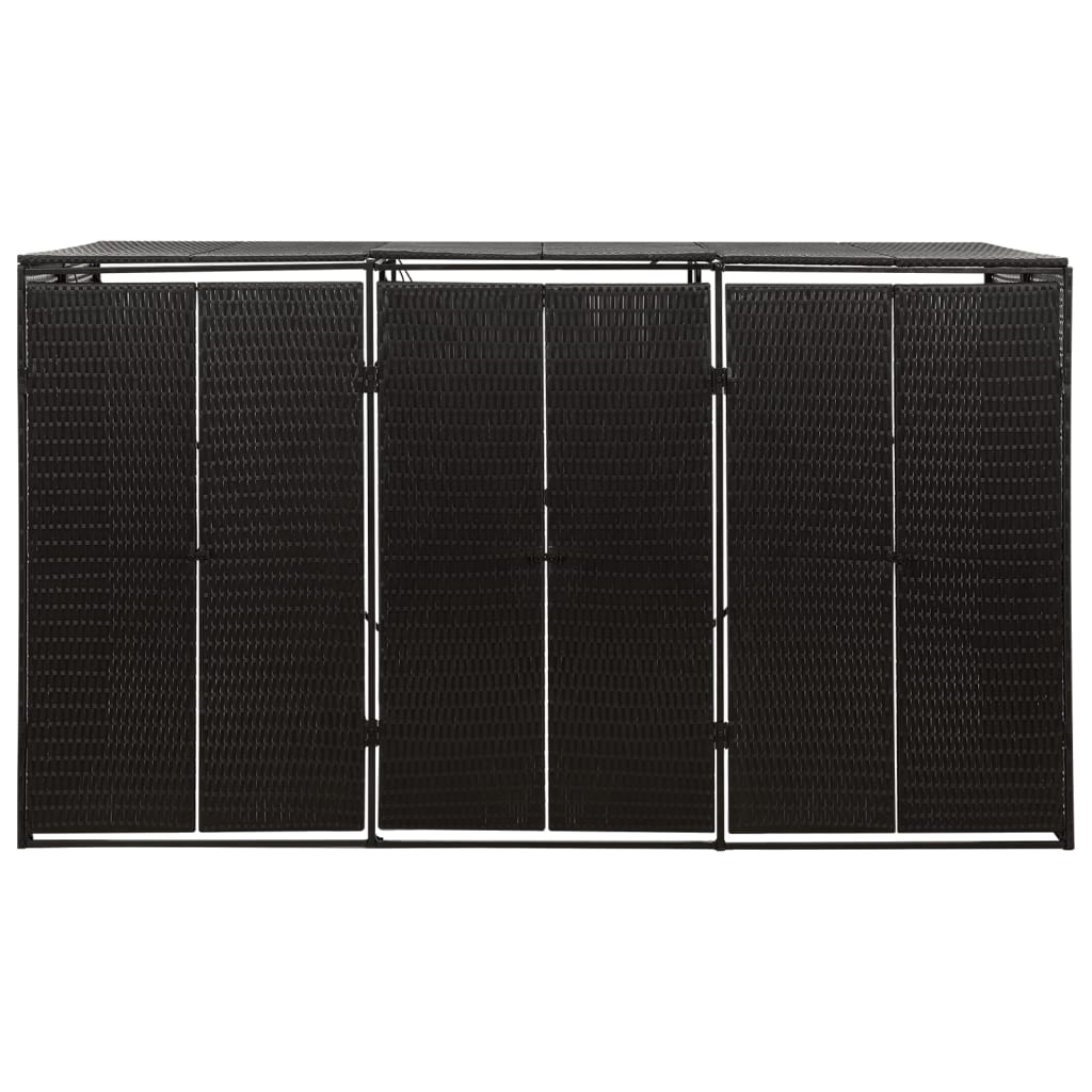 Mülltonnenbox für 3 Tonnen Schwarz 207x80x117 cm Poly Rattan