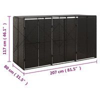 Thumbnail for Mülltonnenbox für 3 Tonnen Schwarz 207x80x117 cm Poly Rattan