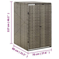 Thumbnail for Mülltonnenbox für 1 Tonne Grau 70x80x117 cm Poly Rattan