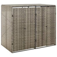 Thumbnail for Mülltonnenbox für 2 Tonnen Grau 140x80x117 cm Poly Rattan