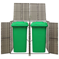 Thumbnail for Mülltonnenbox für 2 Tonnen Grau 140x80x117 cm Poly Rattan
