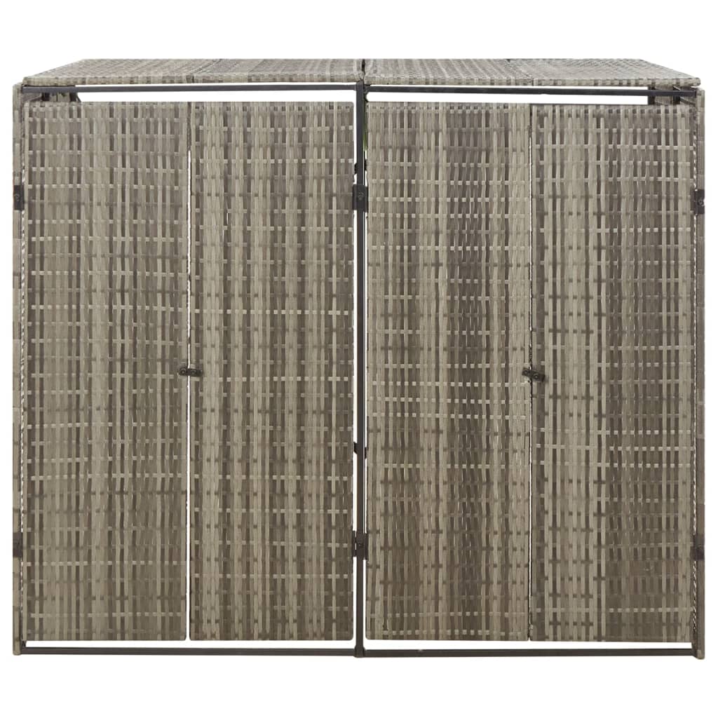 Mülltonnenbox für 2 Tonnen Grau 140x80x117 cm Poly Rattan