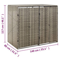 Thumbnail for Mülltonnenbox für 2 Tonnen Grau 140x80x117 cm Poly Rattan