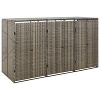 Thumbnail for Mülltonnenbox für 3 Tonnen Grau 207x80x117 cm Poly Rattan
