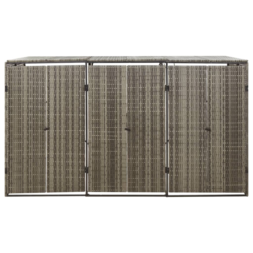Mülltonnenbox für 3 Tonnen Grau 207x80x117 cm Poly Rattan