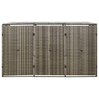 Thumbnail for Mülltonnenbox für 3 Tonnen Grau 207x80x117 cm Poly Rattan