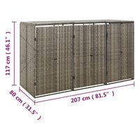 Thumbnail for Mülltonnenbox für 3 Tonnen Grau 207x80x117 cm Poly Rattan