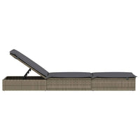 Thumbnail for Sonnenliege mit Kissen Grau 201x55x62 cm Poly Rattan