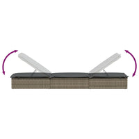 Thumbnail for Sonnenliege mit Kissen Grau 201x55x62 cm Poly Rattan