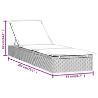 Thumbnail for Sonnenliege mit Kissen Grau 201x55x62 cm Poly Rattan