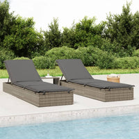 Thumbnail for Sonnenliege mit Kissen Grau 201x55x62 cm Poly Rattan