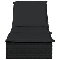 Thumbnail for Sonnenliege mit Auflage Schwarz 201x55x62 cm Poly Rattan