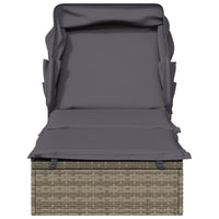 Thumbnail for Sonnenliege mit Faltdach Grau 213x63x97 cm Poly Rattan