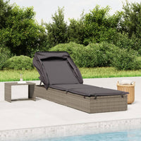 Thumbnail for Sonnenliege mit Faltdach Grau 213x63x97 cm Poly Rattan
