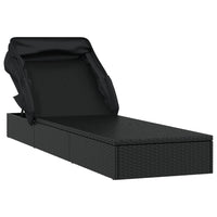 Thumbnail for Sonnenliege mit Faltdach Schwarz 213x63x97 cm Poly Rattan