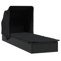 Thumbnail for Sonnenliege mit Faltdach Schwarz 213x63x97 cm Poly Rattan