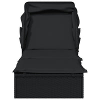 Thumbnail for Sonnenliege mit Faltdach Schwarz 213x63x97 cm Poly Rattan