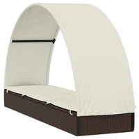 Thumbnail for Sonnenliege mit Runddach Braun 211x57x140 cm Poly Rattan