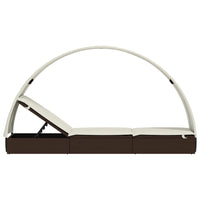 Thumbnail for Sonnenliege mit Runddach Braun 211x57x140 cm Poly Rattan