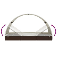 Thumbnail for Sonnenliege mit Runddach Braun 211x57x140 cm Poly Rattan