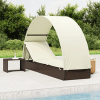 Thumbnail for Sonnenliege mit Runddach Braun 211x57x140 cm Poly Rattan