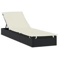 Thumbnail for Sonnenliege mit Runddach Schwarz 211x57x140 cm Poly Rattan