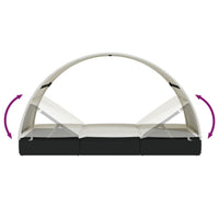 Thumbnail for Sonnenliege mit Runddach Schwarz 211x57x140 cm Poly Rattan