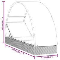 Thumbnail for Sonnenliege mit Runddach Schwarz 211x57x140 cm Poly Rattan