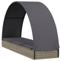 Thumbnail for Sonnenliege mit Runddach Grau 211x57x140 cm Poly Rattan