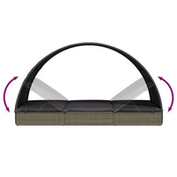 Thumbnail for Sonnenliege mit Runddach Grau 211x57x140 cm Poly Rattan